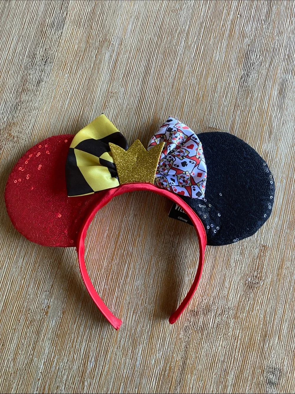 Kids Queen of Hearts Sequin Ear Headband with Glitter Crown
